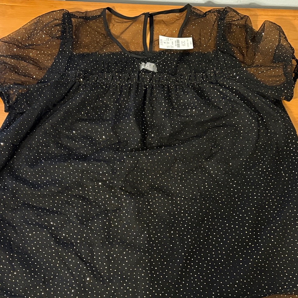 J. Crew Factory Black Gold Polka Dot Blouse NWT